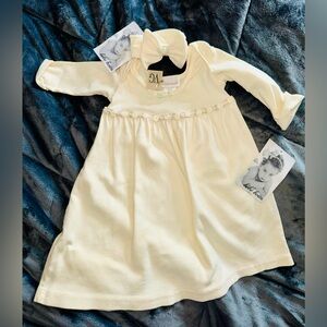 *New* be’be’monde Lemon Infant Dress with Pastel Floral Trim & Matching Bow